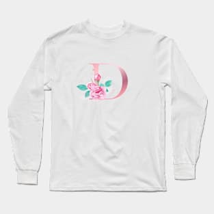 ALPHABET LETTER D IN FLORAL STYLE; PERSONALIZED GIFTS WITH FLOWERS LETTER Long Sleeve T-Shirt